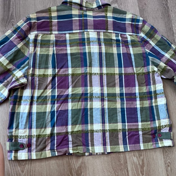 Lemon Grass XL Plaid Multicolor/Purple Zipper Shirt - Picture 7 of 13
